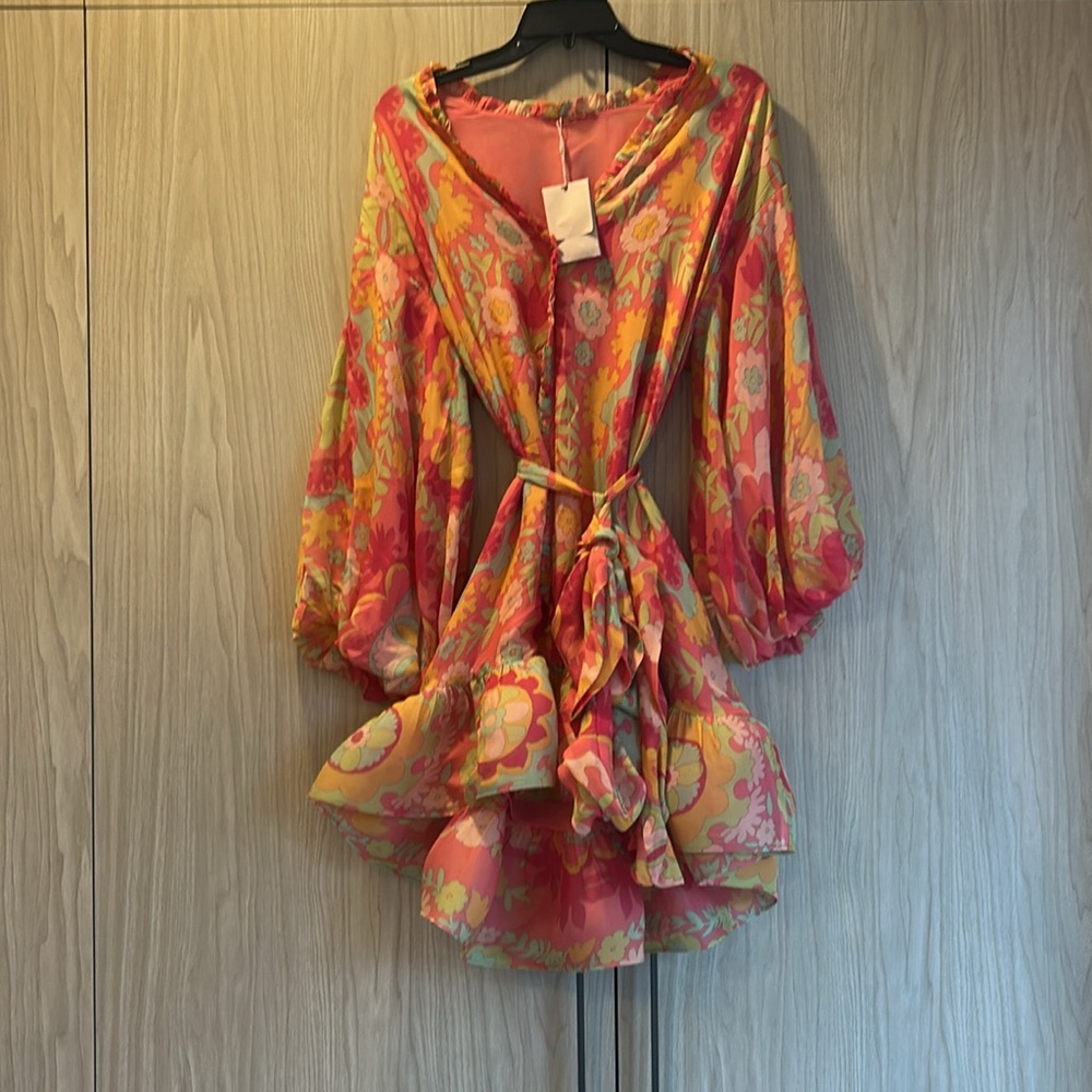 Alexis Women's Floral dress - Pink and Yellow